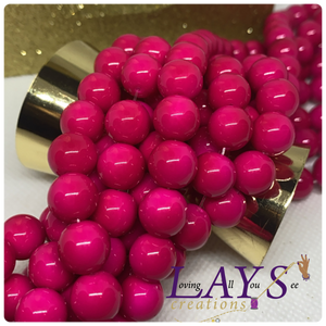 10mm Glass beads- Dark pink