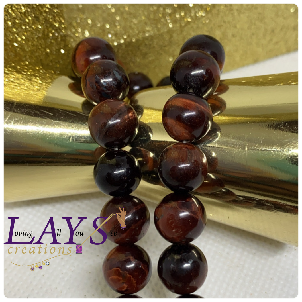 12mm Red Tigers eye bead strands