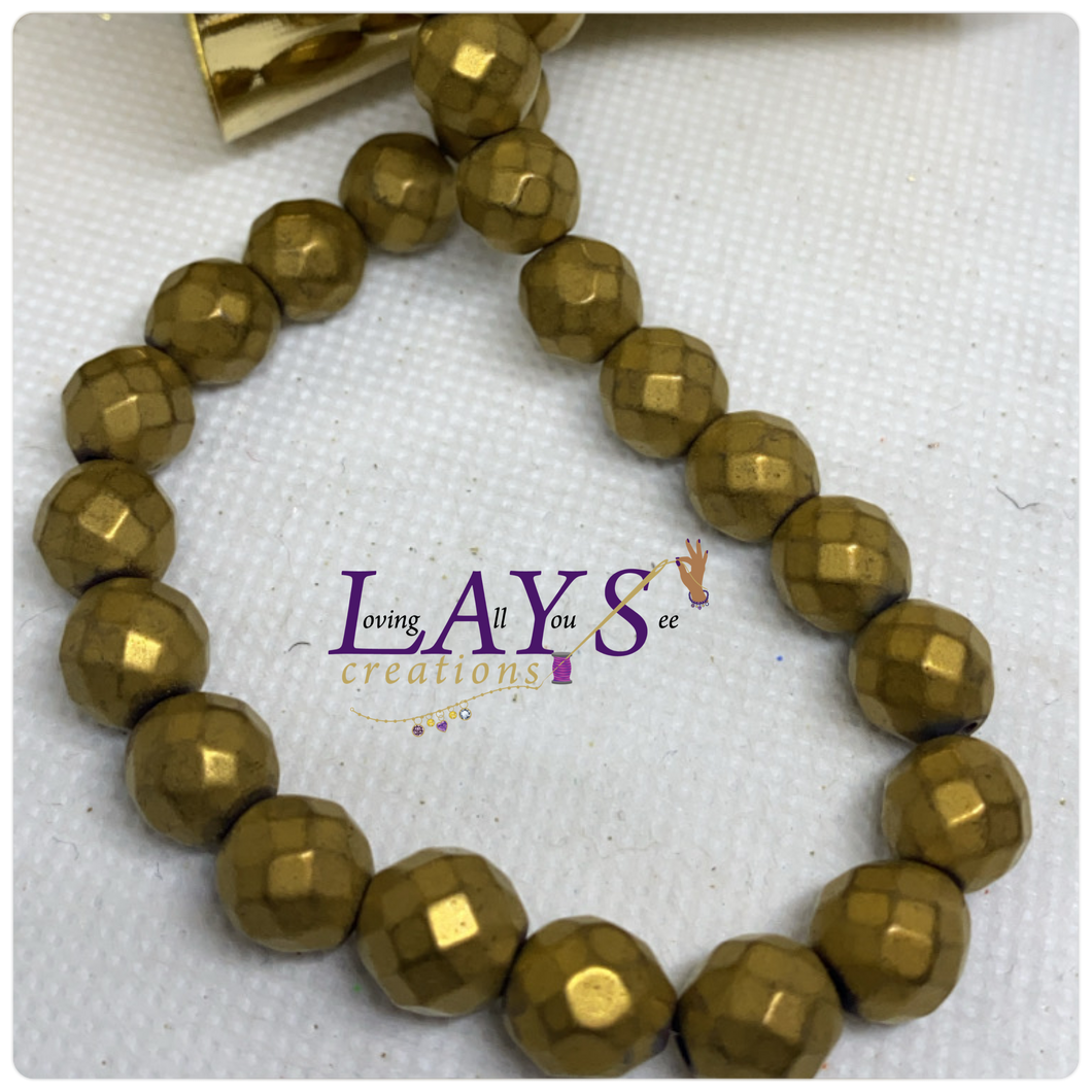 10mm matte dark gold/bronze Faceted hematite bead strands