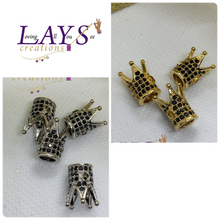 Load image into Gallery viewer, black stone cz microPave crown spacer 2 tone
