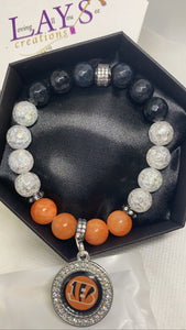 Cincinnati Bengals Inspired womens gemstone bracelet