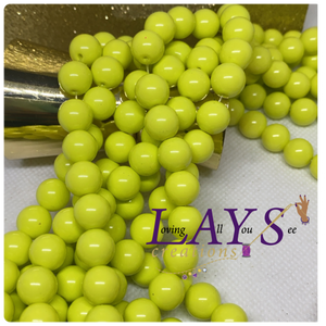DISCOUNTED 10mm Glass beads SMALL HOLES .7mm string only will work- Mellow Yellow