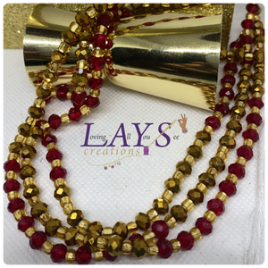 Red and gold crystal waist beads style 2
