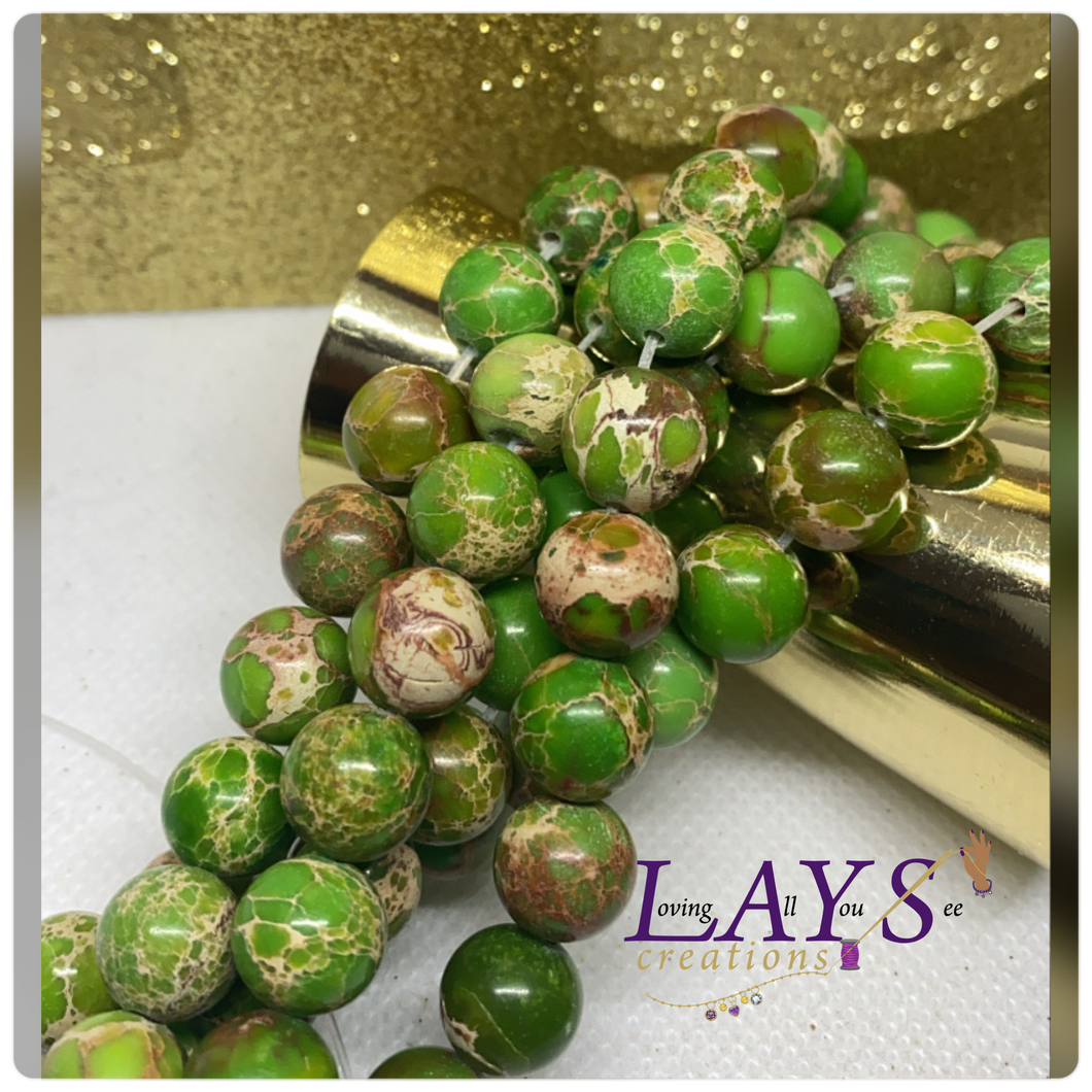 10mm Green jasper bead strand F041008