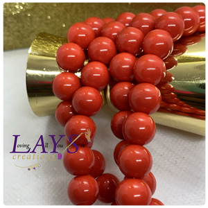 10mm Glass beads- Reddish Orange