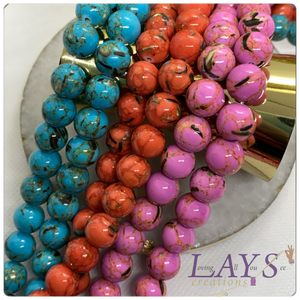 10mm colorful howlite shell bead strand- various colors